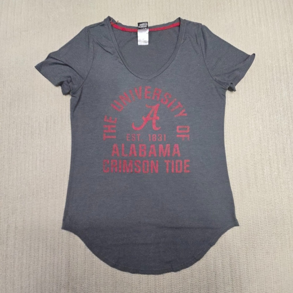 Alabama Crimson Tide Shirt Womens Medium Gray  Scoop Neck Tee SEC Football